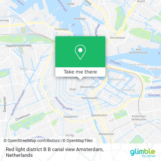 Red light district B B canal view Amsterdam map