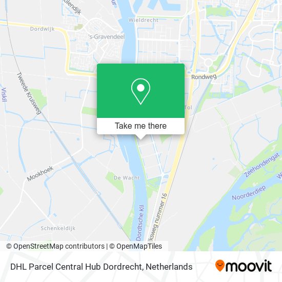 DHL Parcel Central Hub Dordrecht map