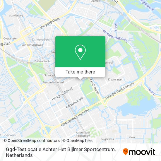 Ggd-Testlocatie Achter Het Bijlmer Sportcentrum map