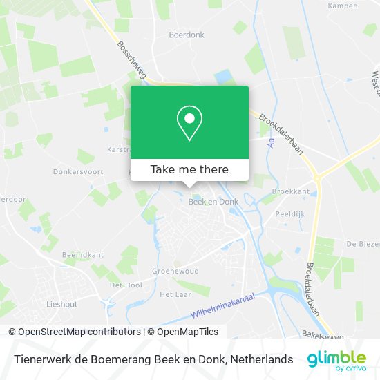 Tienerwerk de Boemerang Beek en Donk Karte