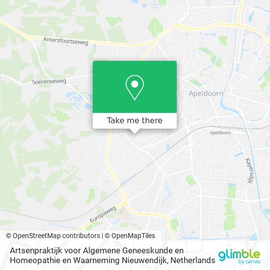 Artsenpraktijk voor Algemene Geneeskunde en Homeopathie en Waarneming Nieuwendijk Karte