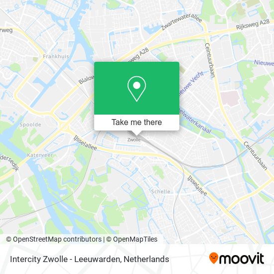 Intercity Zwolle - Leeuwarden map