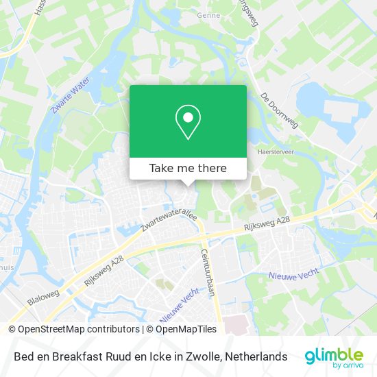 Bed en Breakfast Ruud en Icke in Zwolle map