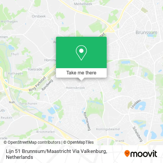 Lijn 51 Brunnsum / Maastricht Via Valkenburg map