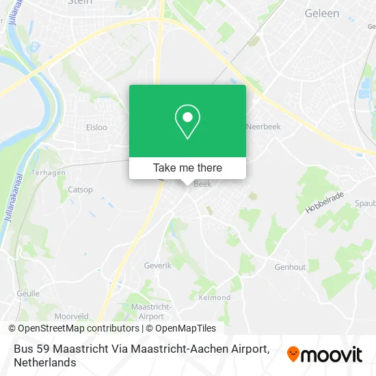 Bus 59 Maastricht Via Maastricht-Aachen Airport map