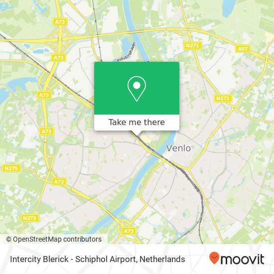 Intercity Blerick - Schiphol Airport map