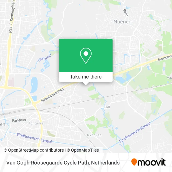Van Gogh-Roosegaarde Cycle Path map