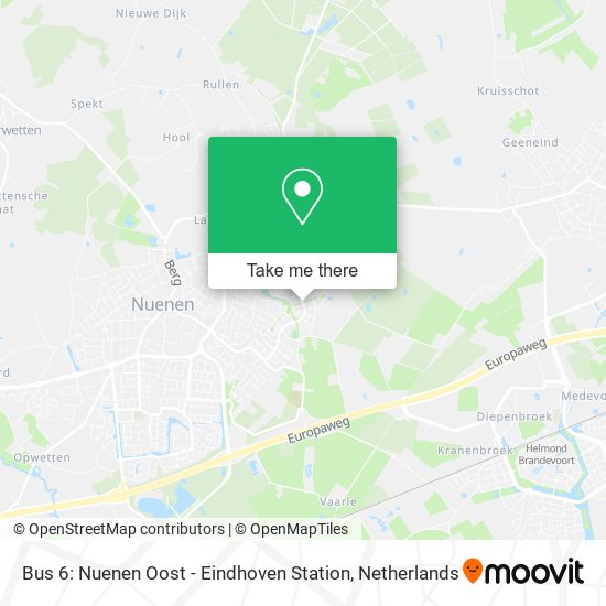 Bus 6: Nuenen Oost - Eindhoven Station map