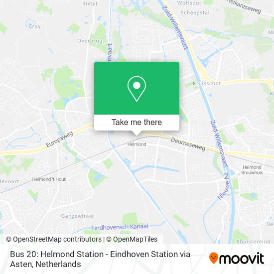 Bus 20: Helmond Station - Eindhoven Station via Asten Karte