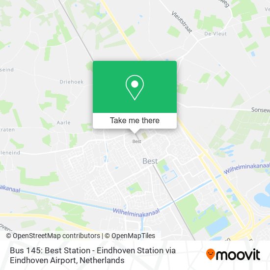 Bus 145: Best Station - Eindhoven Station via Eindhoven Airport Karte
