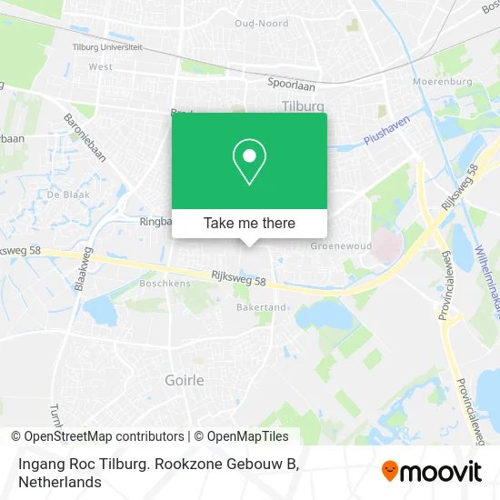 Ingang Roc Tilburg. Rookzone Gebouw B map