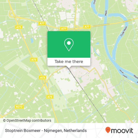 Stoptrein Boxmeer - Nijmegen map