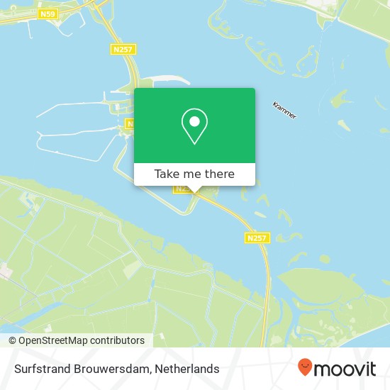 Surfstrand Brouwersdam map