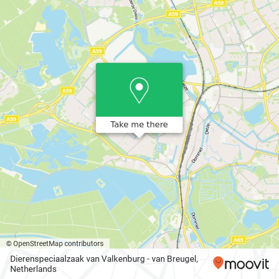 Dierenspeciaalzaak van Valkenburg - van Breugel map