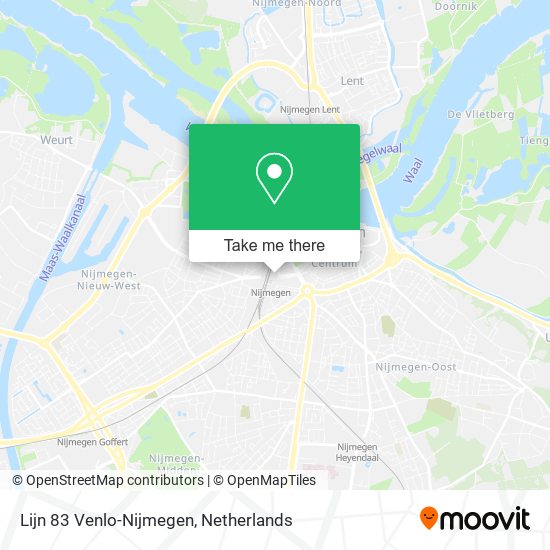 Lijn 83 Venlo-Nijmegen map