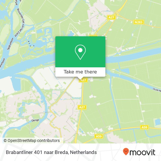 Brabantliner 401 naar Breda map