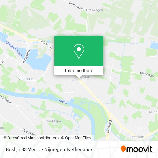 Buslijn 83 Venlo - Nijmegen map