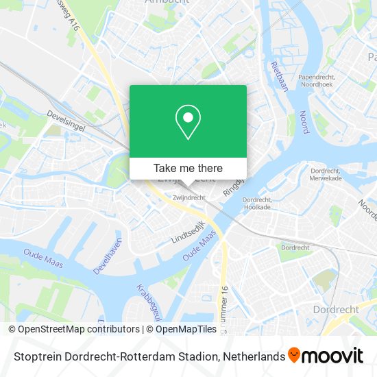 Stoptrein Dordrecht-Rotterdam Stadion map
