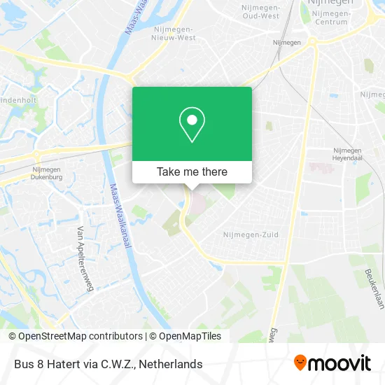 Bus 8 Hatert via C.W.Z. map