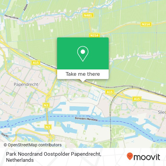 Park Noordrand Oostpolder Papendrecht map