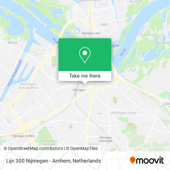 Lijn 300 Nijmegen - Arnhem map