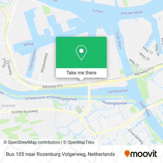 Bus 105 naar Rozenburg Volgerweg map