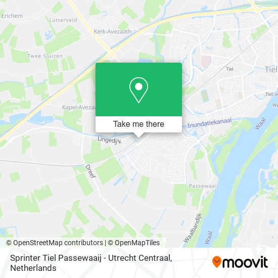 Sprinter Tiel Passewaaij - Utrecht Centraal map