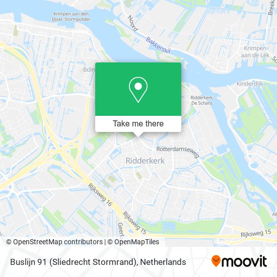 Buslijn 91 (Sliedrecht Stormrand) map