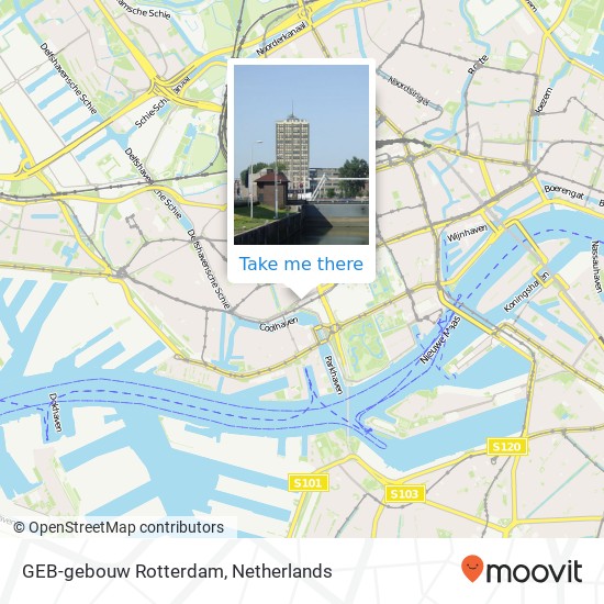 GEB-gebouw Rotterdam map