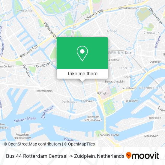 Bus 44 Rotterdam Centraal -> Zuidplein map
