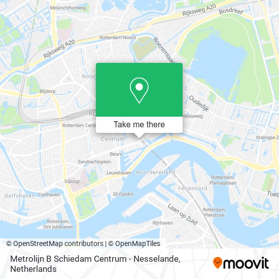 Metrolijn B Schiedam Centrum - Nesselande map