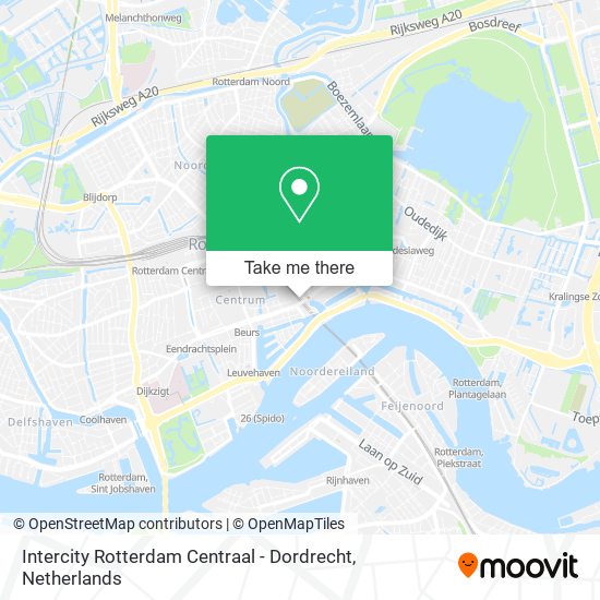 Intercity Rotterdam Centraal - Dordrecht map