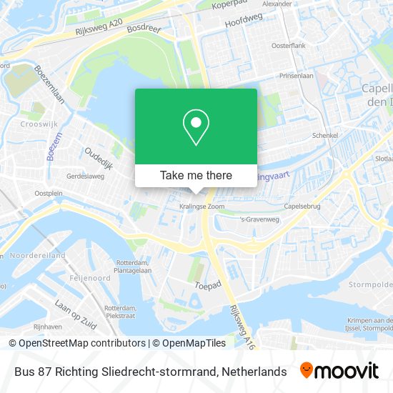 Bus 87 Richting Sliedrecht-stormrand map