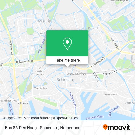 Bus 86 Den Haag - Schiedam map