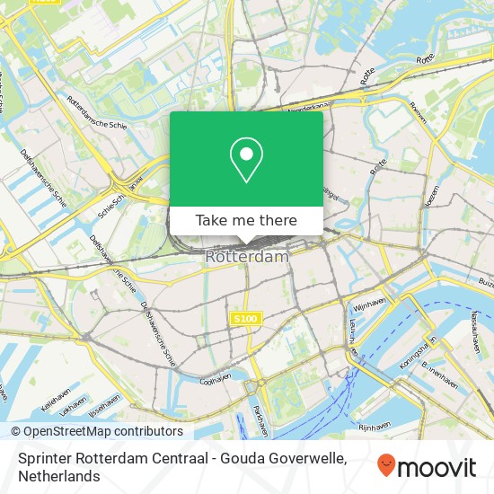 Sprinter Rotterdam Centraal - Gouda Goverwelle map