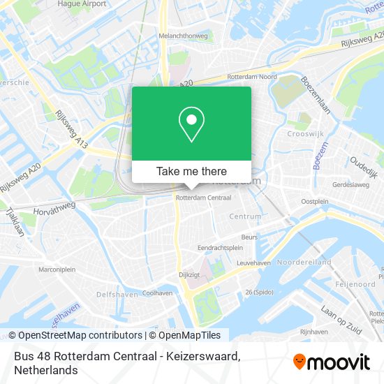 Bus 48 Rotterdam Centraal - Keizerswaard map