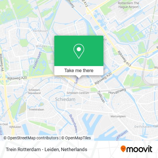 Trein Rotterdam - Leiden map