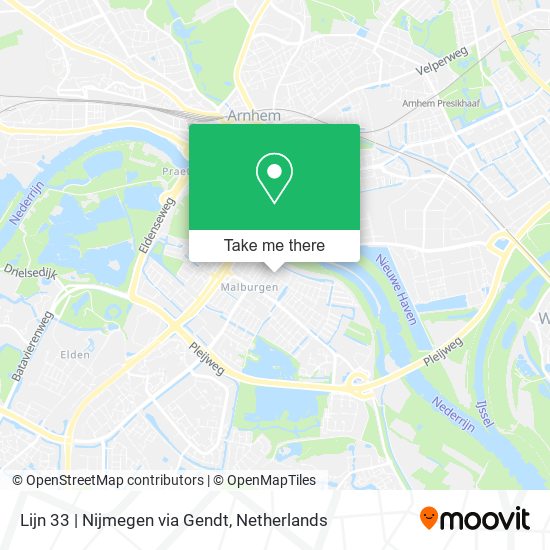 Lijn 33 | Nijmegen via Gendt map