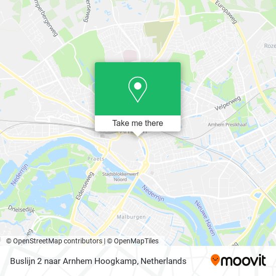 Buslijn 2 naar Arnhem Hoogkamp map