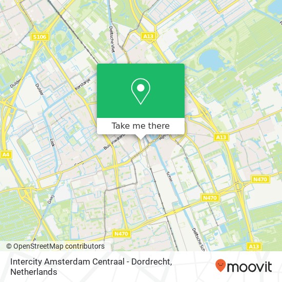 Intercity Amsterdam Centraal - Dordrecht map