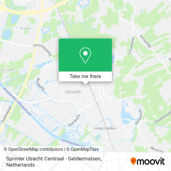 Sprinter Utrecht Centraal - Geldermalsen map