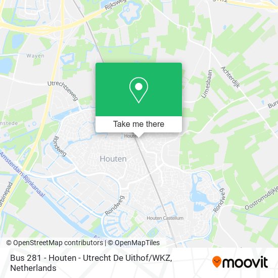 Bus 281 - Houten - Utrecht De Uithof / WKZ map