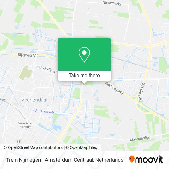 Trein Nijmegen - Amsterdam Centraal map