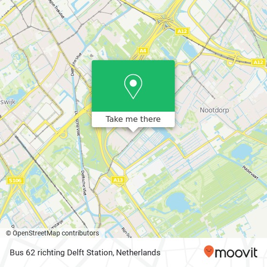 Bus 62 richting Delft Station map