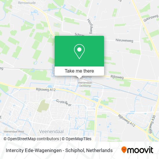 Intercity Ede-Wageningen - Schiphol map