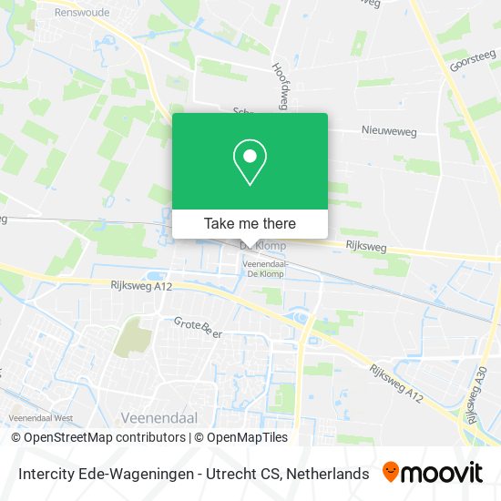 Intercity Ede-Wageningen - Utrecht CS map
