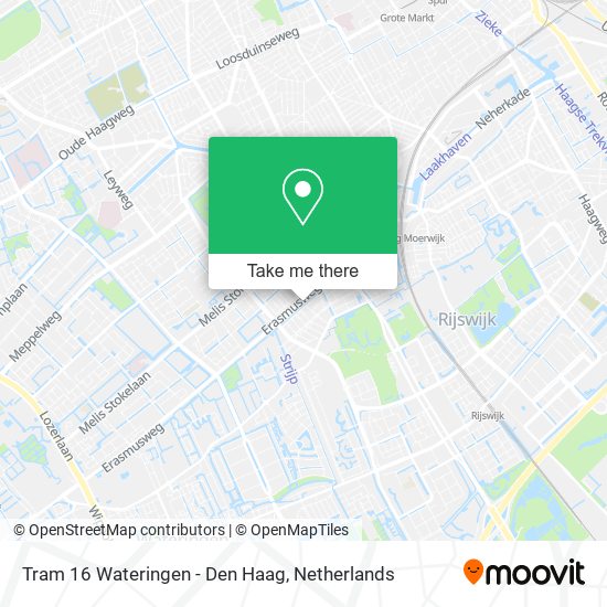 Tram 16 Wateringen - Den Haag map