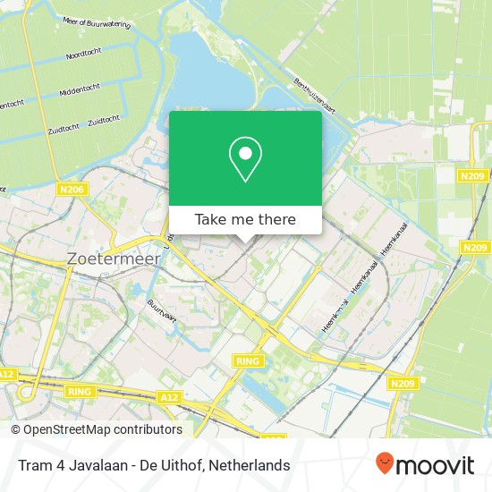 Tram 4 Javalaan - De Uithof map
