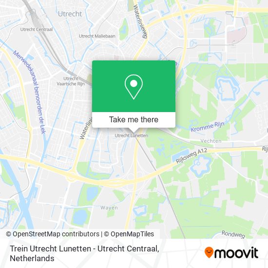 Trein Utrecht Lunetten - Utrecht Centraal map