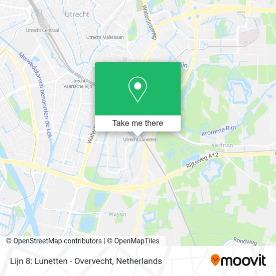 Lijn 8: Lunetten - Overvecht map